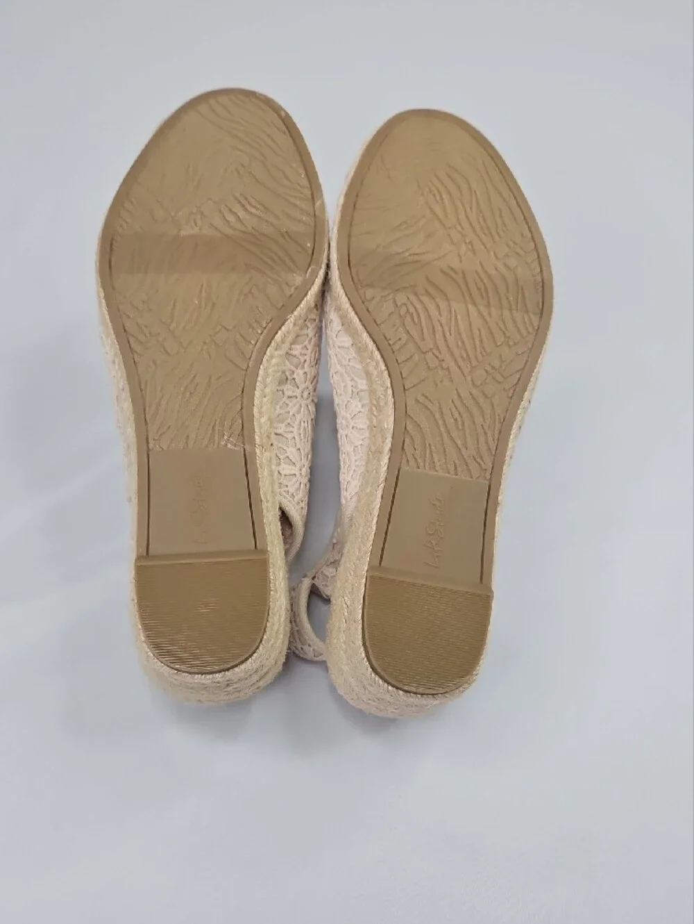 Lifestride Kayden Espadrille Cream/Tan  Wedge Pump Sandal Size 8.5 W
